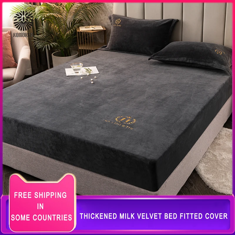 

Elastic Fitted Sheet Crystal Velvet Bed Sheet Mattress Cover Solid Color 1pcs Winter Warm Soft Queen 180X200cm No Pillowcase
