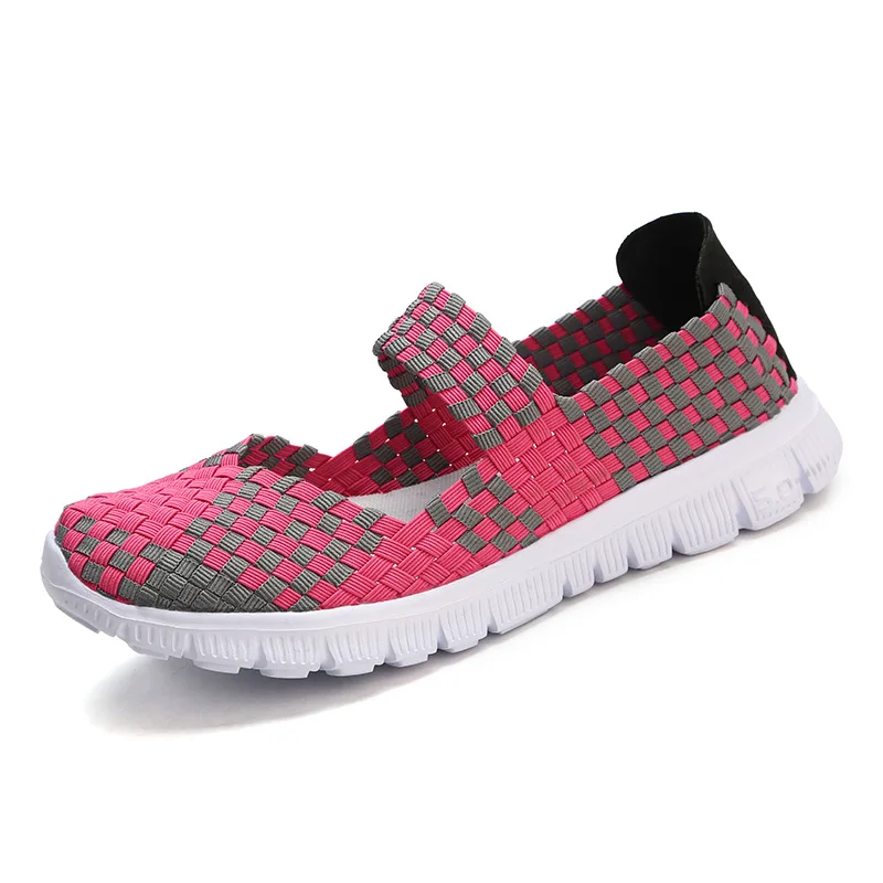 

Hand-knitted Shoes Women's Low-Cut Elasticity Elastic Band WOMEN'S Shoes Large Size Flat Breathable Mom Shoes