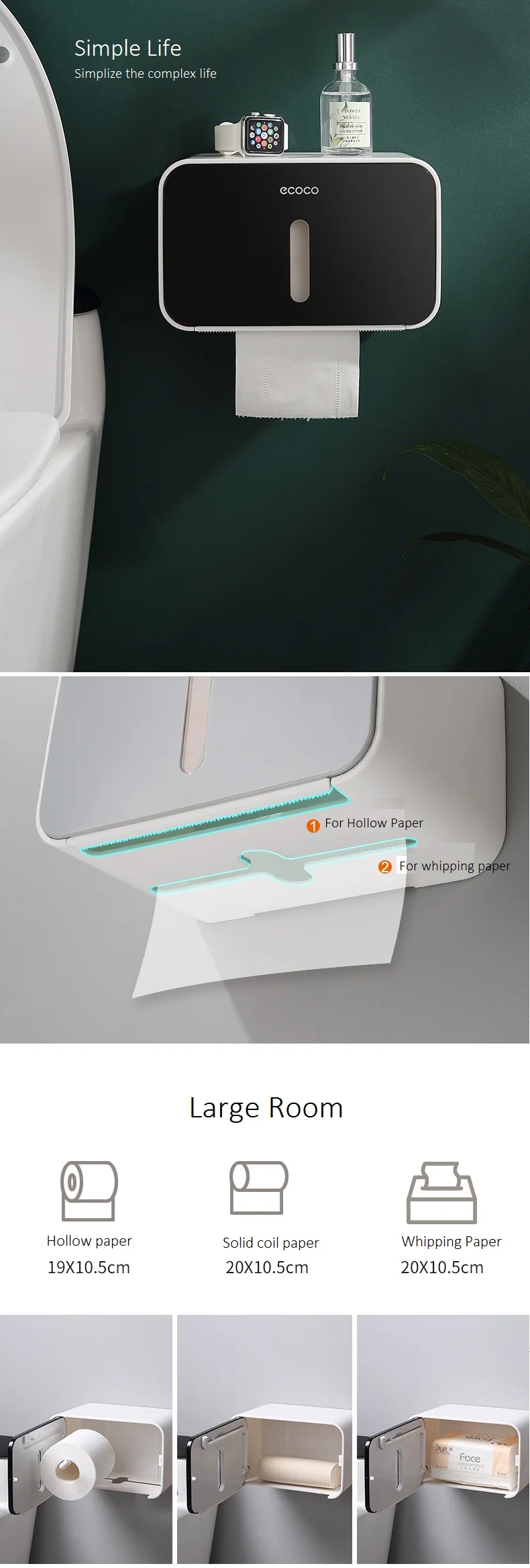 Креативная бумажная коробка для туалета, кухни, гостиной, водостойкая настенная присоска для ногтей, коробка для салфеток для полой бумаги, твердая бумага