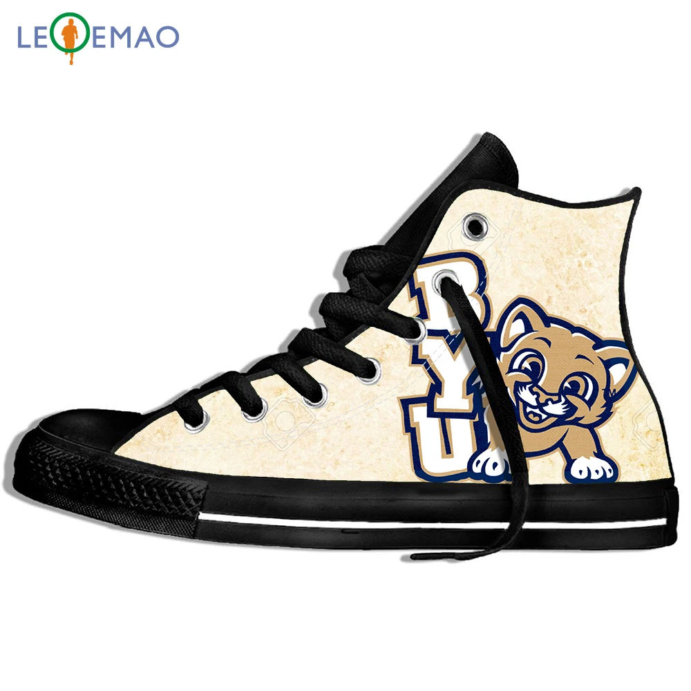 Кроссовки с принтом логотипа на заказ; обувь Brigham Young Cougars; парусиновая дышащая прогулочная обувь на плоской подошве; Zapatos De Mujer; Уличная обувь