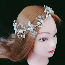 Серебристые Металлические корейские роскошные свадебные диадемы, роскошные бусины Кристалл Свадебные повязки на голову венок головной убор для невесты гребень аксессуары