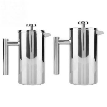 

Stainless steel 304 double layer french presses coffee pot with Filter Baskets 1000ml large capacity Manual cafes maker