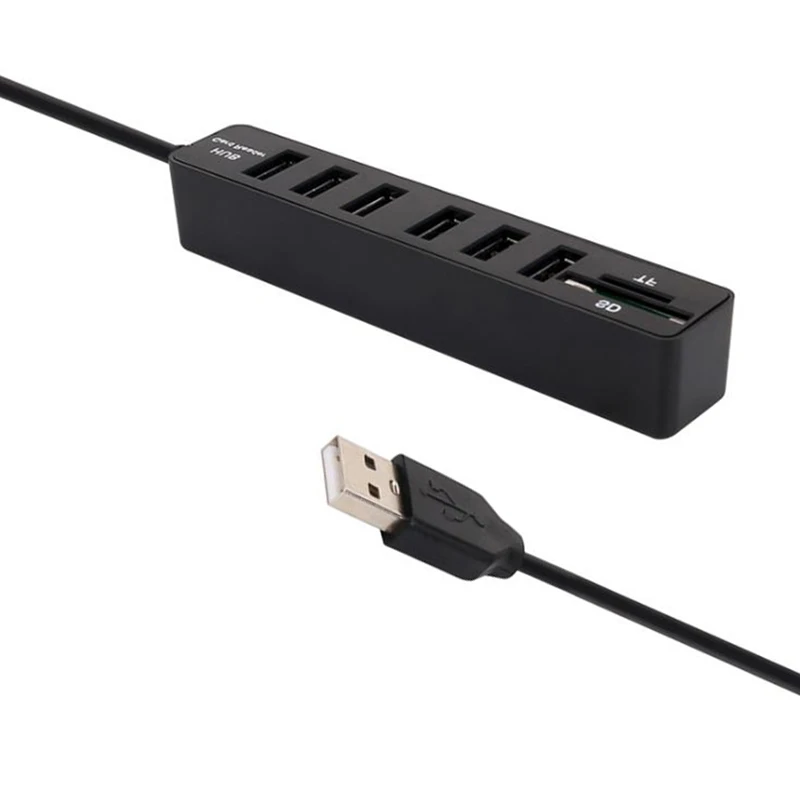 Powstro 6 портов USB концентратор 2,0 высокоскоростной разветвитель TF SD Кардридер Все в одном для ПК Компьютерные аксессуары USB 2,0 концентратор USB