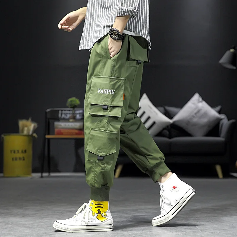 

2020 Spring New Style Japanese-style Interior Large Size Multi-pockets Workwear Embroidered Casual Pants Hk20005