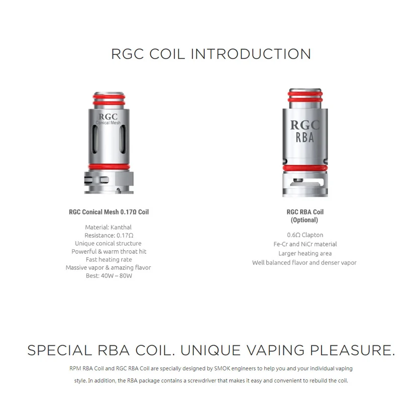 SMOK RPM катушка сетка 0.4ohm Тройная 0.6ohm кварц 1.2ohm SC 1.0ohm RPM RBA MTL сетка RGC коническая сетка RGC RBA для RPM80 и RPM80 Pro