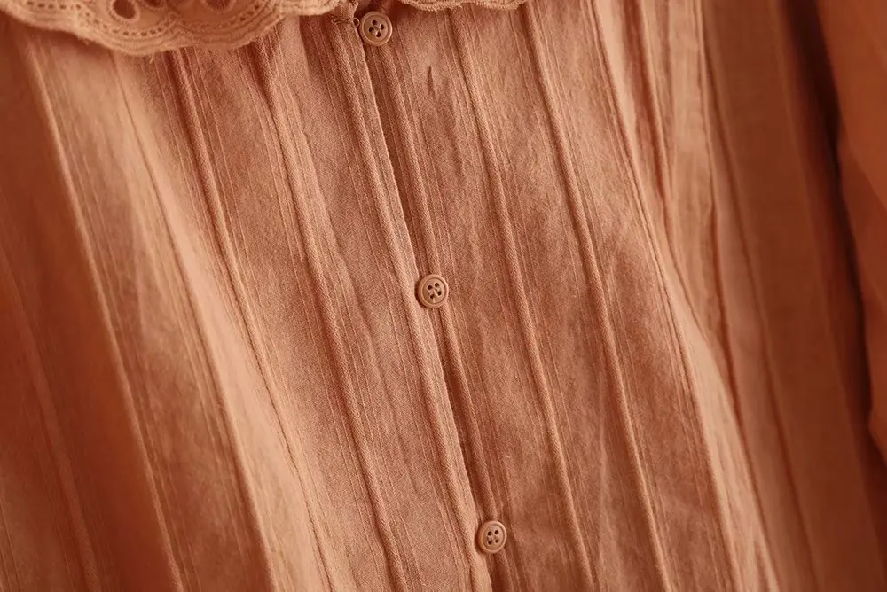 Однотонная женская рубашка с v-образным вырезом и вышивкой, с оборками, осень, для отдыха, женская блузка с длинными рукавами, свободные топы, S6313