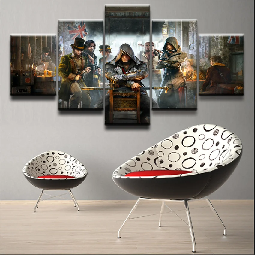 Фоторамки для гостиной с принтом домашнего декора 5 шт. игровые персонажи Assassin's