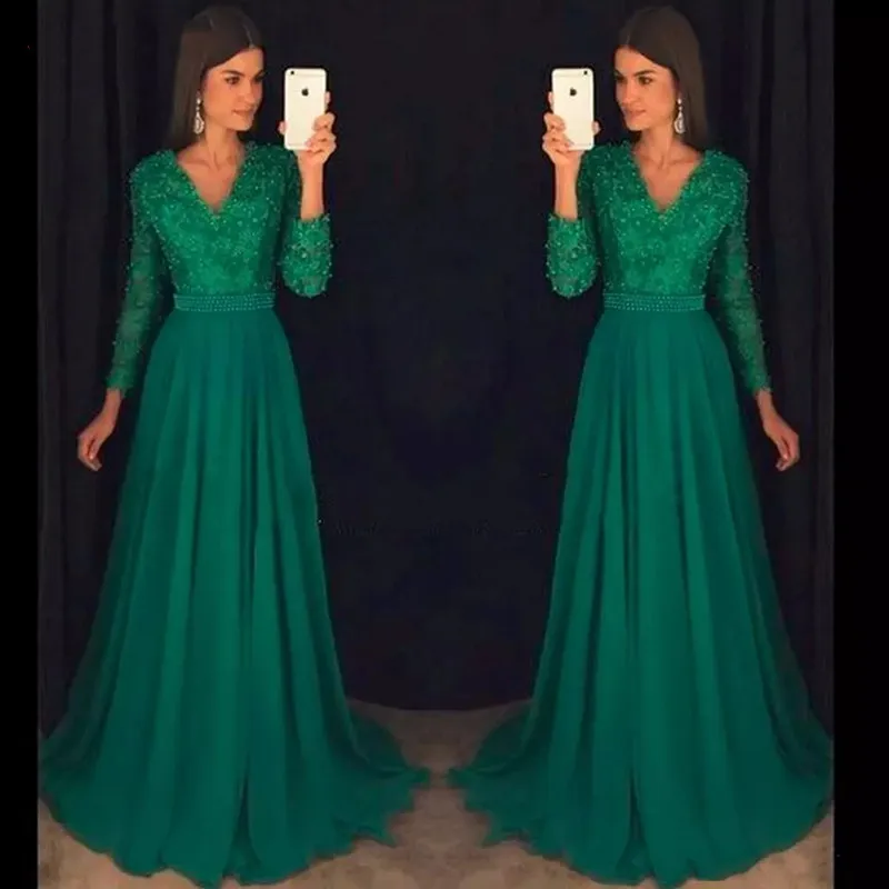 

Long Sleeve Lace Mother of the Bride Dresses for Wedding Party Prom Evening Groom Godmother Dinner Dresses 2018