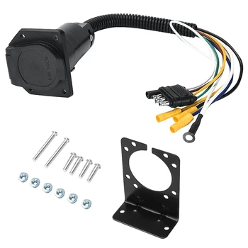 

4-Way Flat To 7-Way Round Rv Vane Wiring Adapter Plug For Car Truck Trailer Hitch
