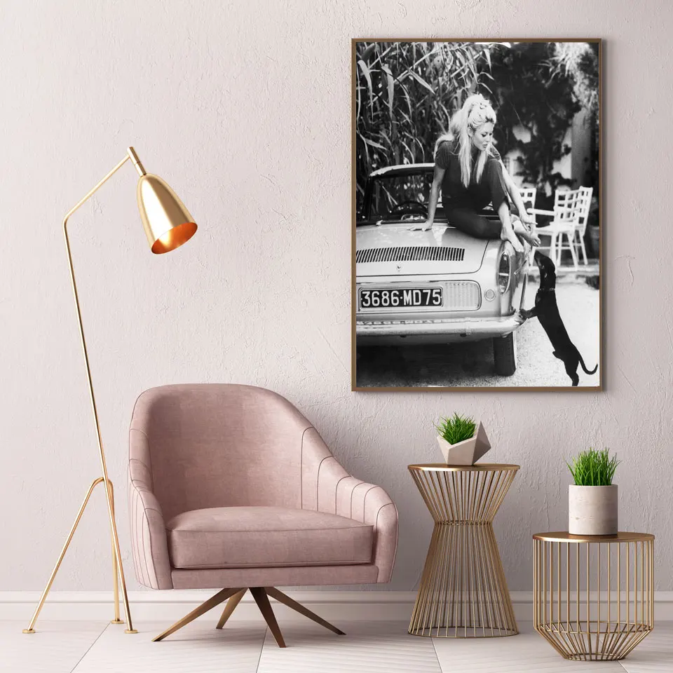 Черно-белая известная модель фото винтажная картина художественная роспись Настенный декор Бригитта Бардо французская мода постер печать на холсте
