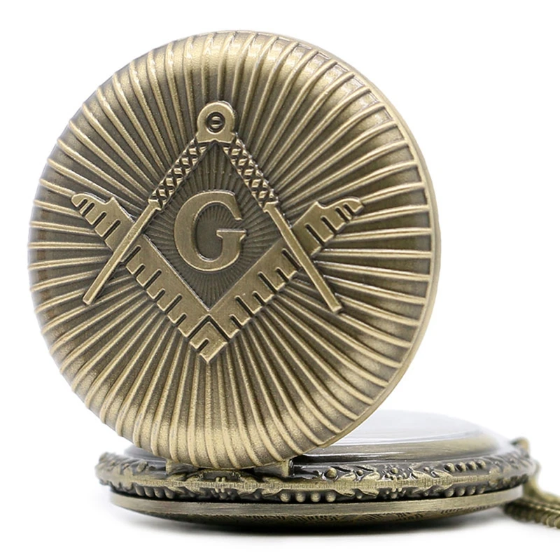 Винтажные масонские Freemasonry хромированный угольник и циркуль Mason ожерелье кулон Freemason кварцевые карманные часы Relojes de bolsillo