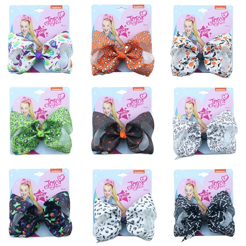 

5" Fashion Jojo Hair Bow Kids Handmade Halloween Party Hair Clip Ribbon Knot Jumbo Party Hair Accessories for Girl Hairpin