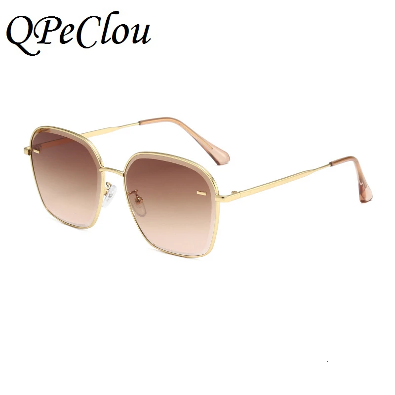 QPeClou, квадратные солнцезащитные очки с заклепками, женские брендовые дизайнерские винтажные металлические солнцезащитные очки, мужские Модные градиентные солнцезащитные очки