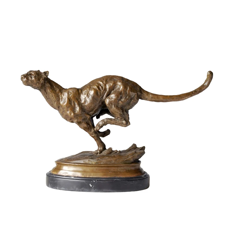 

Bronze Galloping leopard Statue Flying Leopard Wild Animal Sculpture Art High-end business gifts
