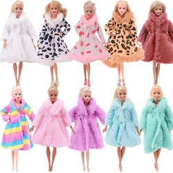 Robe de barbie multicolore à manches longues, manteau de fourrure douce, hauts, robe d'hiver chaude, vêtements décontractés, accessoires vêtements, jouet pour enfants, 12 pouces 