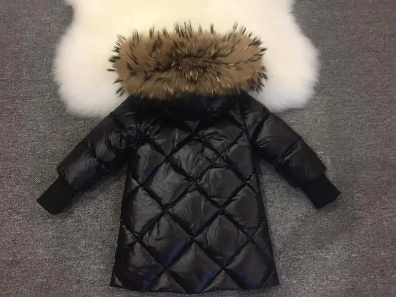 Пуховое пальто для девочек для русской зимы; теплое детское зимнее пальто с меховым капюшоном; куртка-пуховик для девочек; детская зимняя одежда; верхняя одежда