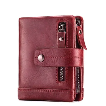 

New Wallet 100% Genuine Leather Men Wallet Coin Purse Small Mini Card Holder Chain PORTFOLIO Portomonee Male Walet Pocket WB67
