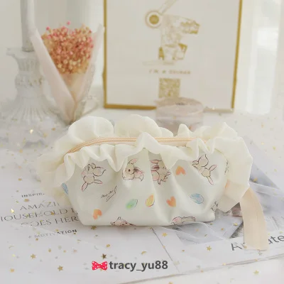 New Hot Japan Sweet Princess Flouncing lace Cartoon Draw Rope Bundle Pocket Storage Bag Storage Bag Wallet