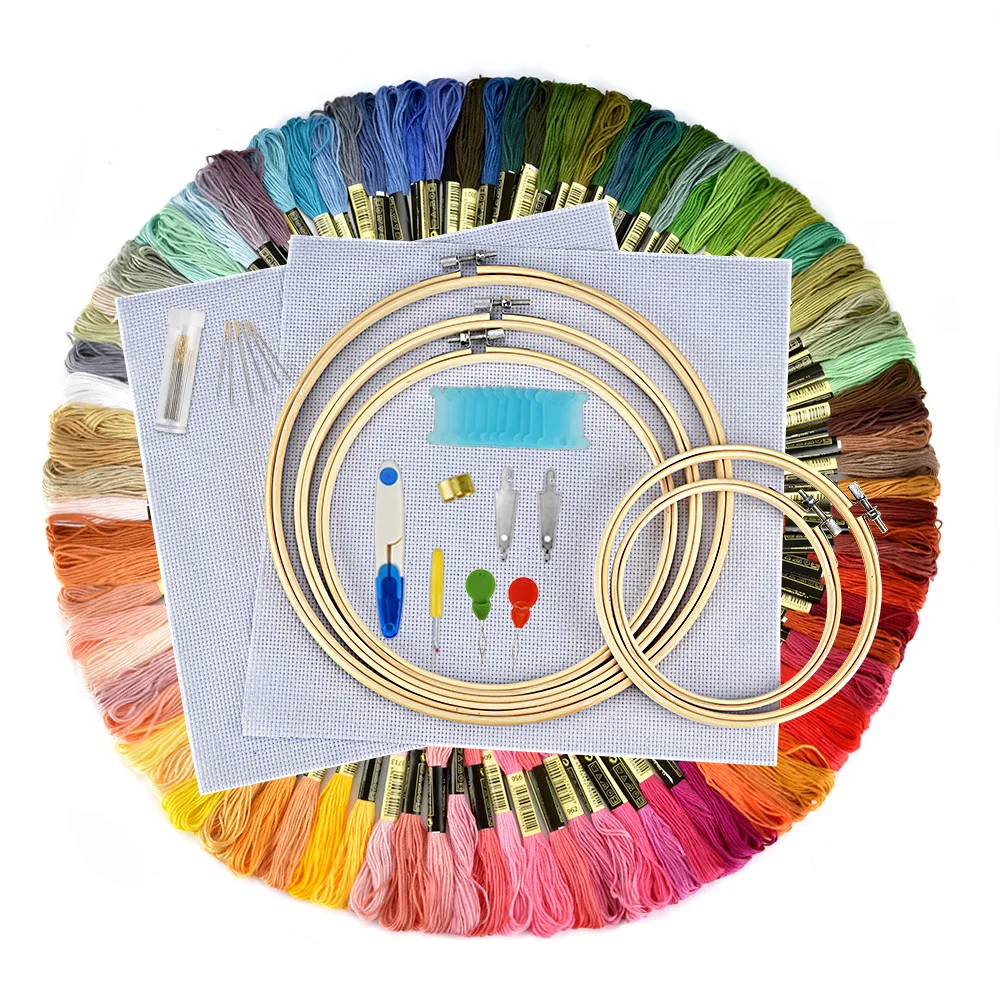 

100pcs Stitch Threads Embroidery Kit Cross Stitch Embroidery Punch Needle Set Sewing Accessories