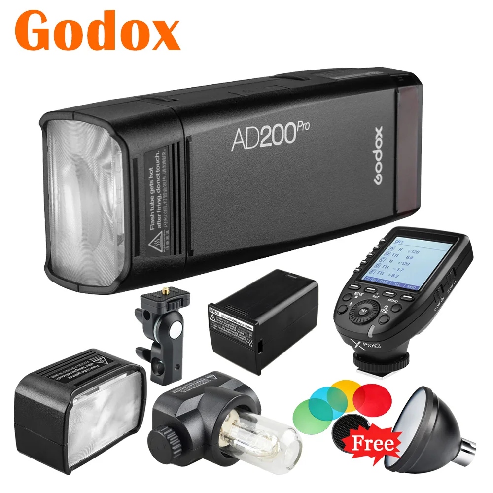 Godox AD200Pro TTL 2.4G HSS Pocket Flash Dual Head Out door Camera Speedlite Xpro-C/F/N/O/P/S For Canon Nikon Sony Fuji | Электроника