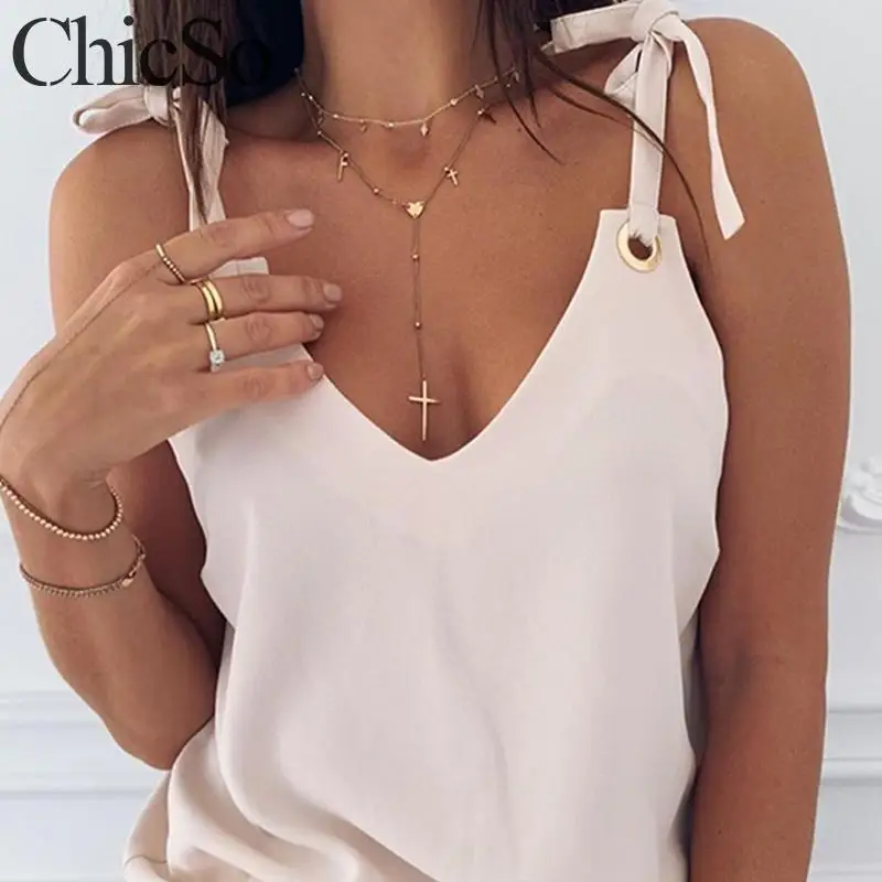 MissyChilli Vneck, сексуальная Свободная Женская майка на шнуровке, Женская Базовая розовая майка без рукавов, летние элегантные вечерние майки на каждый день