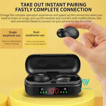 

Waterproof TWS Wireless Bluetooth 5.0 Earphones V8 Earbuds Stereo In-ear Headphones Touch Control Phones HD Call