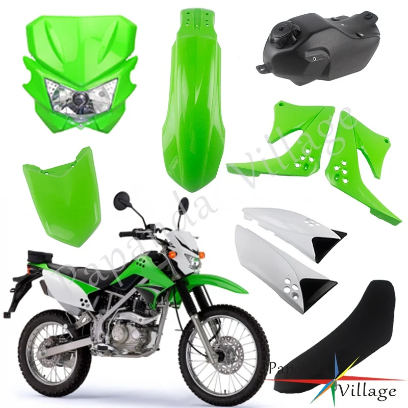 Мотоцикл мотокросса Пластиковый обтекатель тела комплект для Kawasaki KLX150 KLX150S 2009-2012 фара боковая крышка сиденье на крыле топливный бак