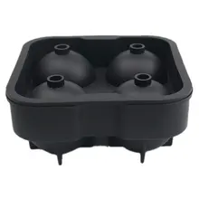 Силиконовая форма для водяного торта, Черная Форма для торта, форма для льда, 4 отверстия, форма для хоккея, круглая форма для льда, черный стержень, Сферическая форма Diy