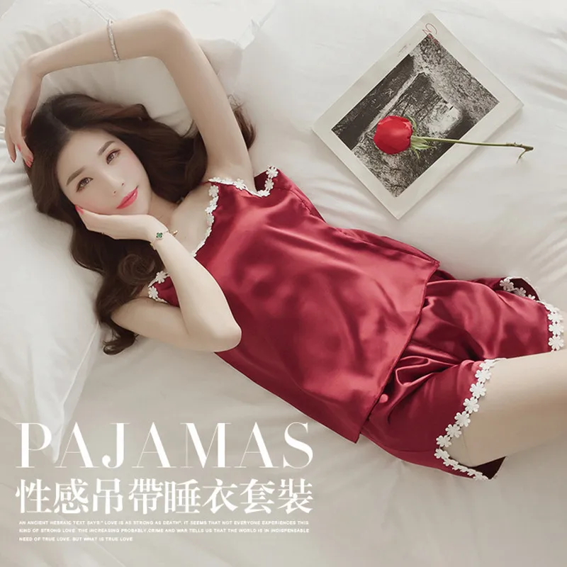 

Today Will Grab Send Sell Blood Seckilling Two-Piece Set INS Sweet And Sexy Spaghetti Strap Pajamas Tracksuit