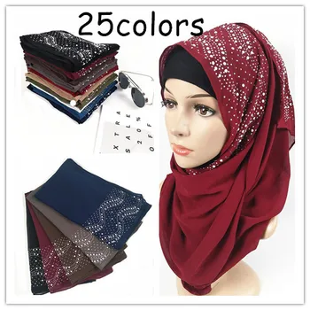 

D81 10pcs High quality diamond chiffon hijab shawl scarf women wrap headbandk long maxi 180*75cm can choose colors