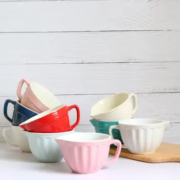 

Egg bowl ceramic belt handle girl heart baking measuring bowl candy color milk jug salad bowl mixing bowl with mixer LB61102
