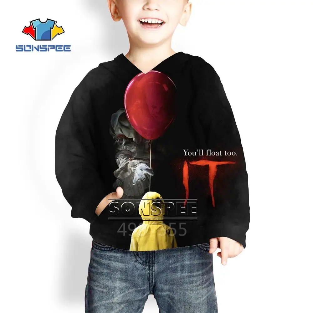 SONSPEE Stephen King's It clown Harajuku/футболка с 3d принтом для мальчиков и девочек-подростков/толстовки/шорты Детская одежда X211