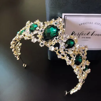 

FORSEVEN Shining Baroque Rose Gold Blue Red Crystal Tiaras Crowns Diadem Headband Bride Noiva Wedding Party Hair Ornaments