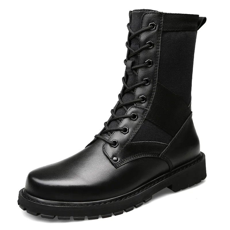 

BZBFSKY Lovers Popular Motocycle Boots Size 37-49 Men Winter High-Top Combat Boots Men Leather Male Casual Luxury Military Boot