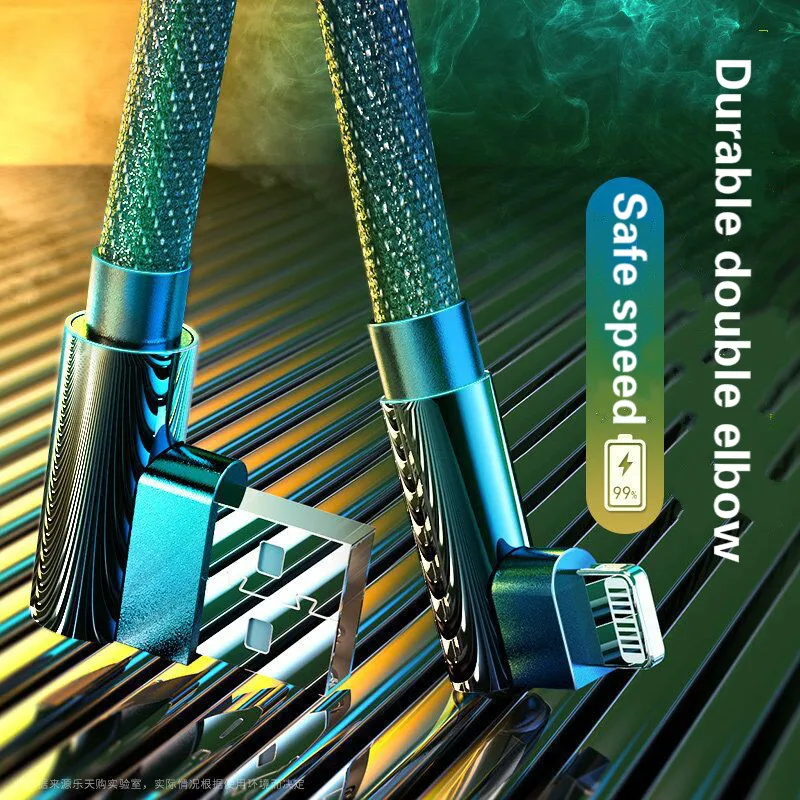 

Double Elbow Mobile Phone Data Cable for Apple Android Type-c Charging Cable Usb Fast Charging Denim Power Cord