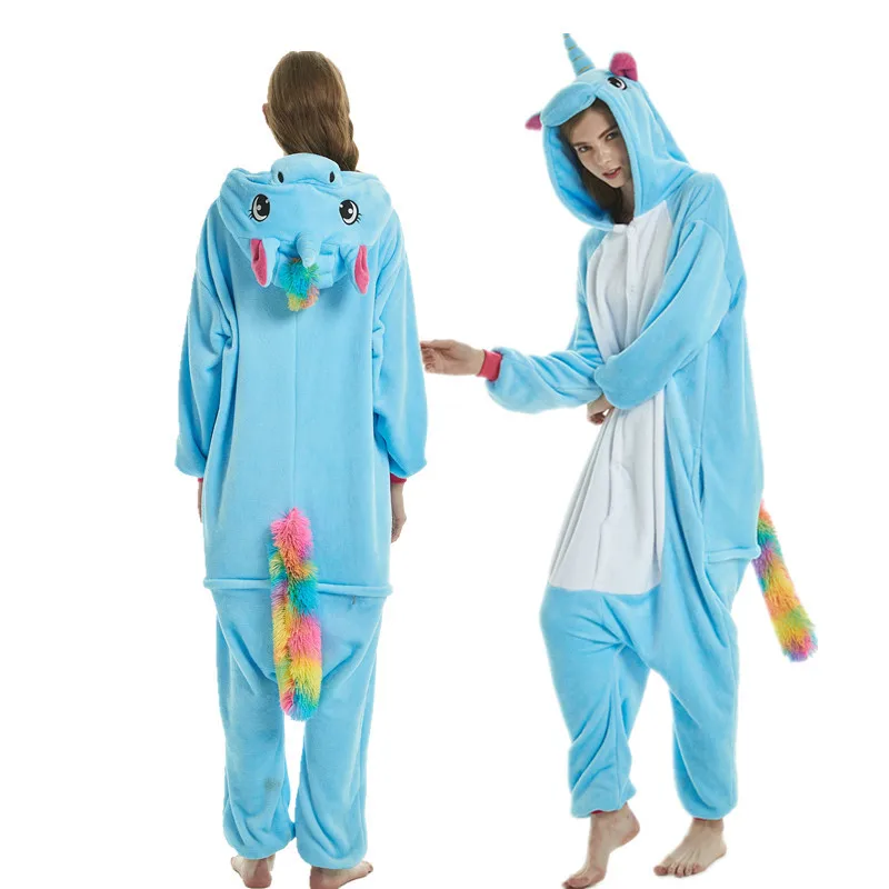 Kigurumi Кролик взрослых Единорог пижамы животных пижамы для женщин мужчин Onesie анимэ Косплей костюмы зимние пижамы костюм комбинезоны