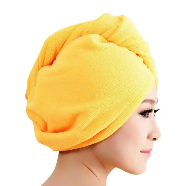 Yellow Шапочка для ванной 2019TOP шапочка для душа из микрофибры, банное полотенце для волос, сухая шапка, кепка для быстрого высыхания, Женский банный инструмент, новинка g90905 - Цвет: Yellow