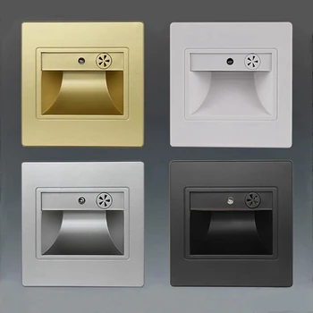 

LED Stair Lights Voice Sound Sensor Bright Control Ladder Step in Sconce Light Wall Lamp 85V-265V embedded corridor footlights