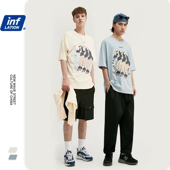 

INFLATION Hip Hop Streetwear Men T-shirt 2020 Summer Printed Funny Men Tshirts Cotton Oversize Men Tee футболка мужская 1142S20