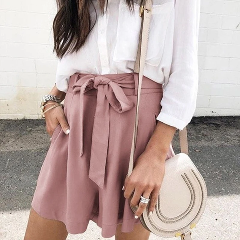 

Fashion Womens Palazzo Pants Culottes Loose High Waist Wide Solid Leg Short Trousers Solid Summer Autumn