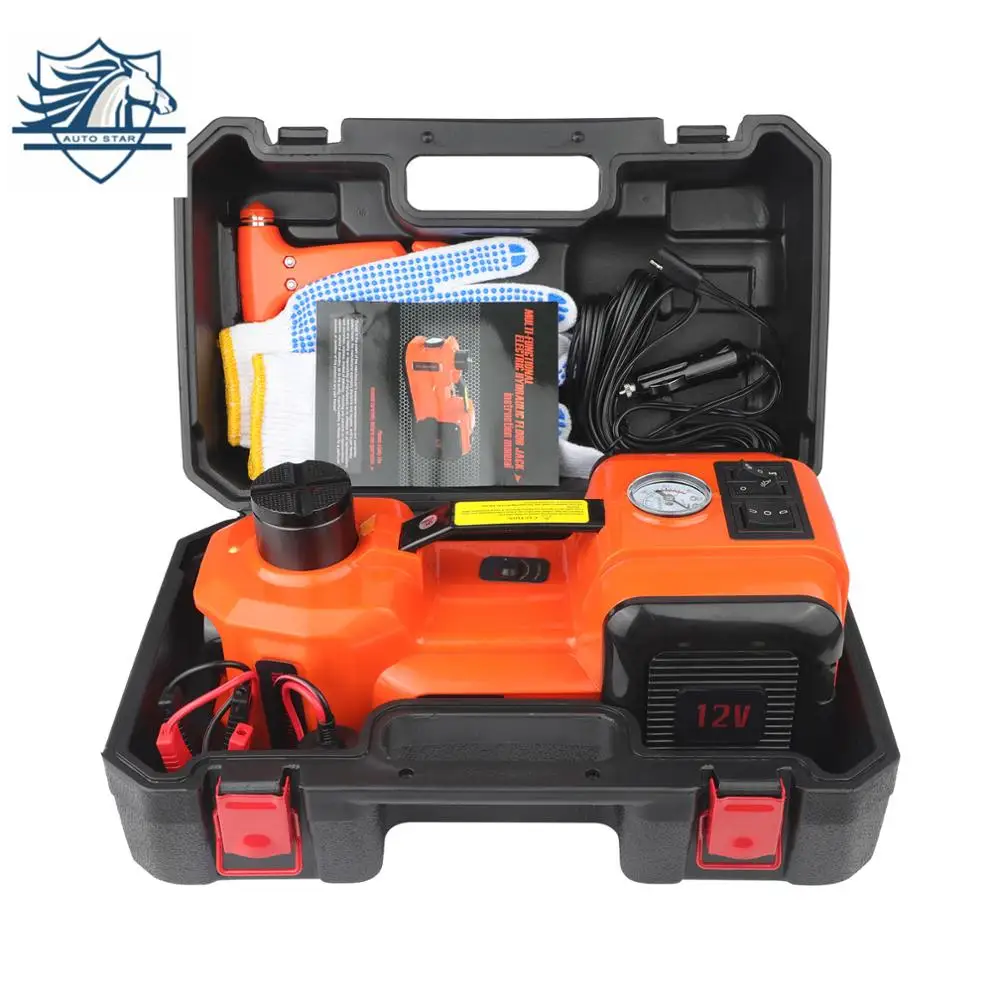 PROD 32847739692 5Ton 45cm Hydraulic Electric Jack Car Tire Jack 12V
Electric Jack Lifting Tool Car Tire Inflator Flashlight Safe Hammer 3
in 1