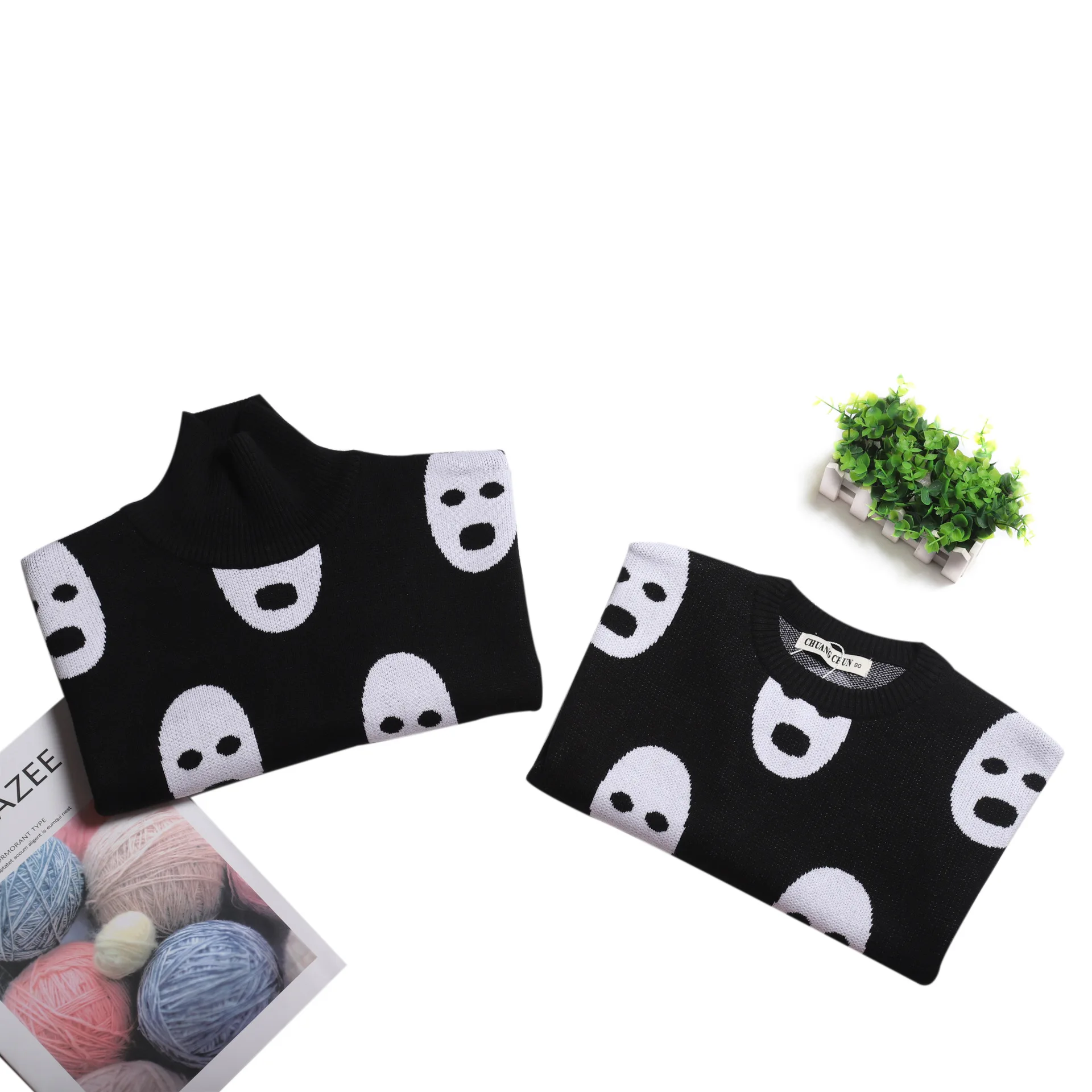 

INS Childrenswear GIRL'S Sweater 19 Autumn And Winter New Style Ghost Bat Cloak High Collar Baby Sweater Online Celebrity-