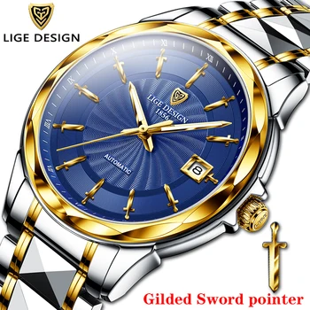 

LIGE New 2020 Men Watches Luxury Automatic Mechanical Wrist Watch For Men Tungsten Steel 100m Waterproof Watch Relogio Masculino