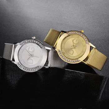 

2021 Ladies Watch With Simple Crystal Fashion Lady Mesh Strap Watch Rhinestone Case Watch Pure Color StrapRelogio Feminino Luxo