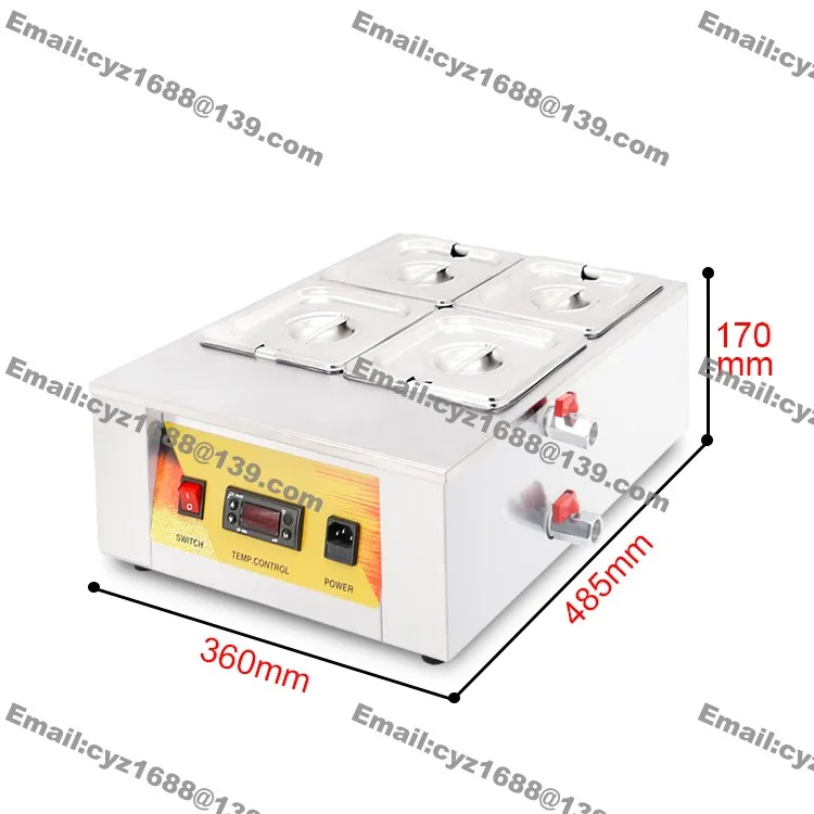 Commercial Use 110v 220v Electric 4 Pot Bain Marie Chocolate Melting Pot Melter Boiler Warmer Tempering Machine