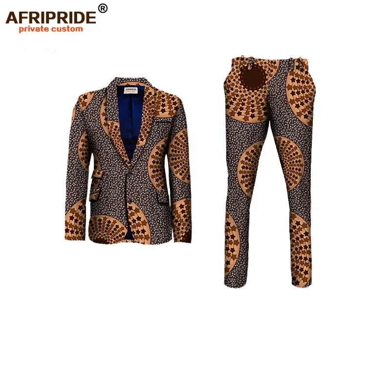 2019NEW AFRIPRIDE, индивидуальная африканская одежда для мужчин, приталенный официальный костюм, пиджак+ брюки, для свадьбы, работы, места, бизнеса, A731602 - Цвет: 311X