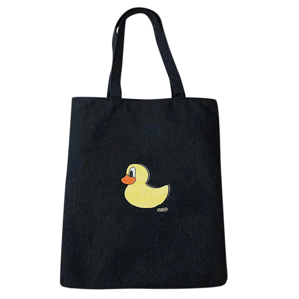 Bolso Mujer Female Canvas Shopping Bag Cartoon Shoulder Bag Student Out Large Capacity Bag Reusable Shopping Bags