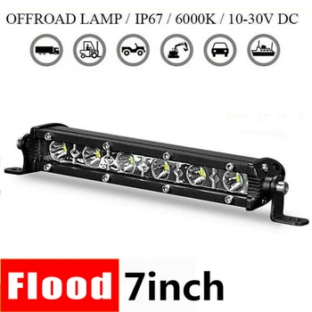 

Work LED Single Row Light Spot/Flood Beam Offroad Roof Lamp 18W 10-30V DC 6000K