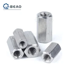 

2Pcs Hex Rod Coupler Nut 304 Stainless Steel Metric Coupling M4 M5 M6 M8 M10 Fit Blot All-Thread Bar Stud