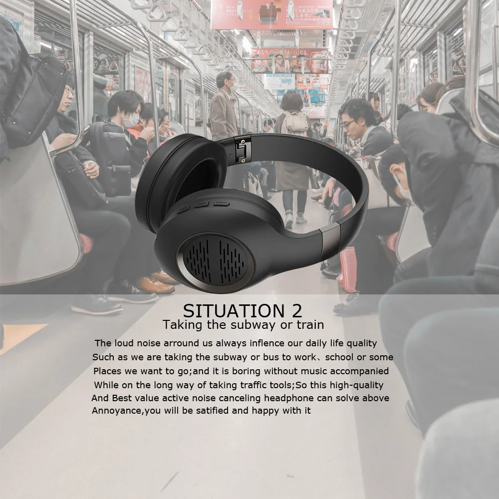 Премиум качество Hifi ANC аудио Sans Fil шлем гарнитуры шумоподавления над ухом беспроводные Bluetooth наушники головные телефоны